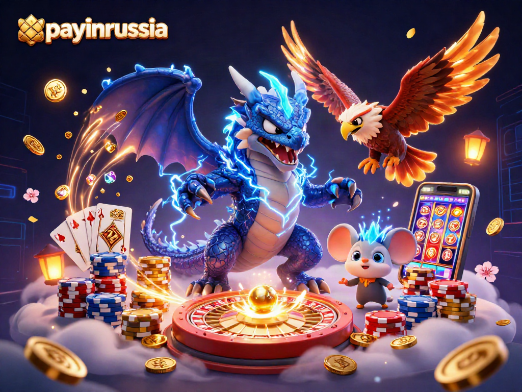 Effectuez des paiements en toute sécurité avec payinrussia grâce à un éclair magique et des pièces d'or.